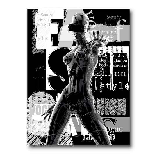 Designart - Monochrome Cyborg Body II - Modern Canvas Wall Art Print